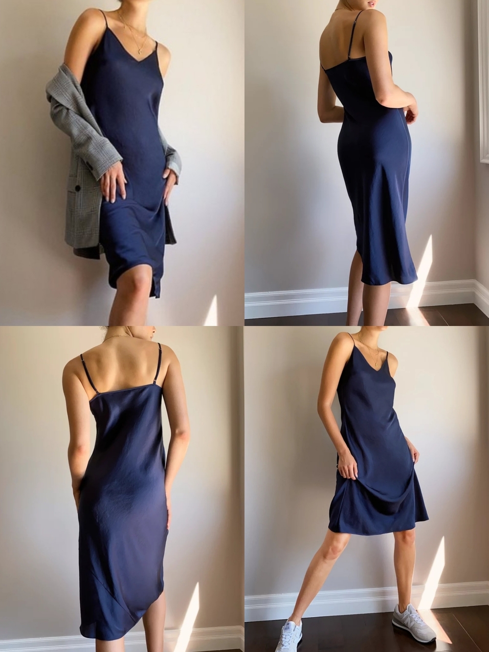 Aritzia Wilfred Admiral Navy Blue Only Slip Dress - Picture 13 of 16